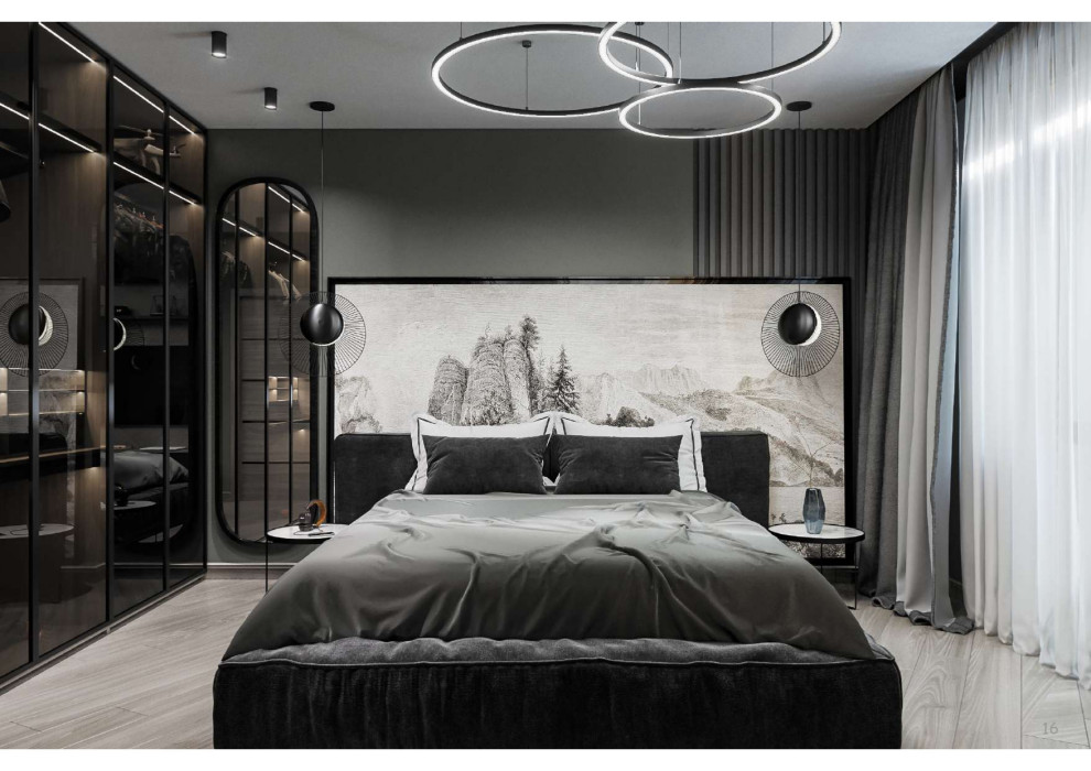 квартира в современном стиле в темных оттенках