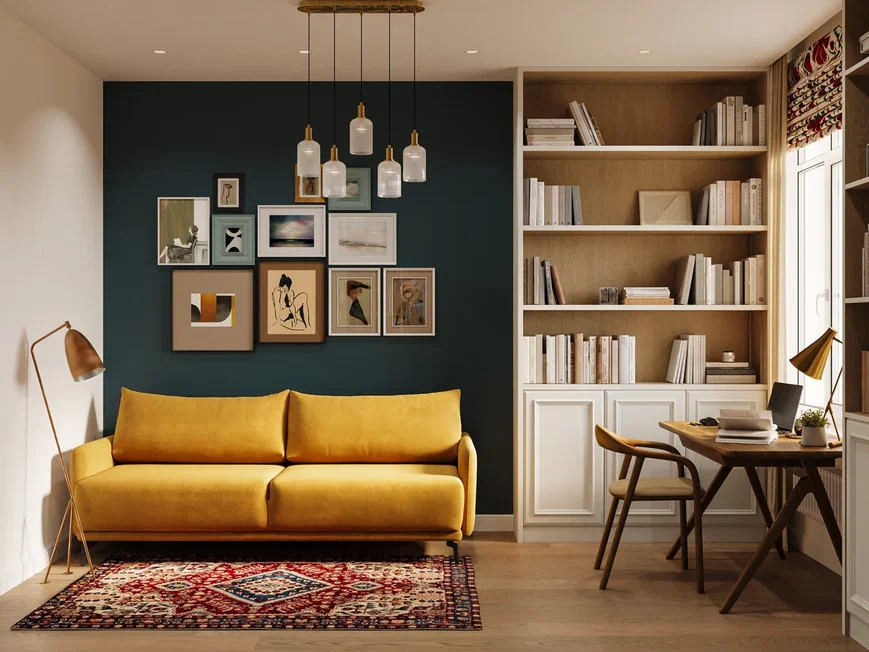 Трехкомнатная квартира 108 м² в скандинавском стиле с элементами бохо