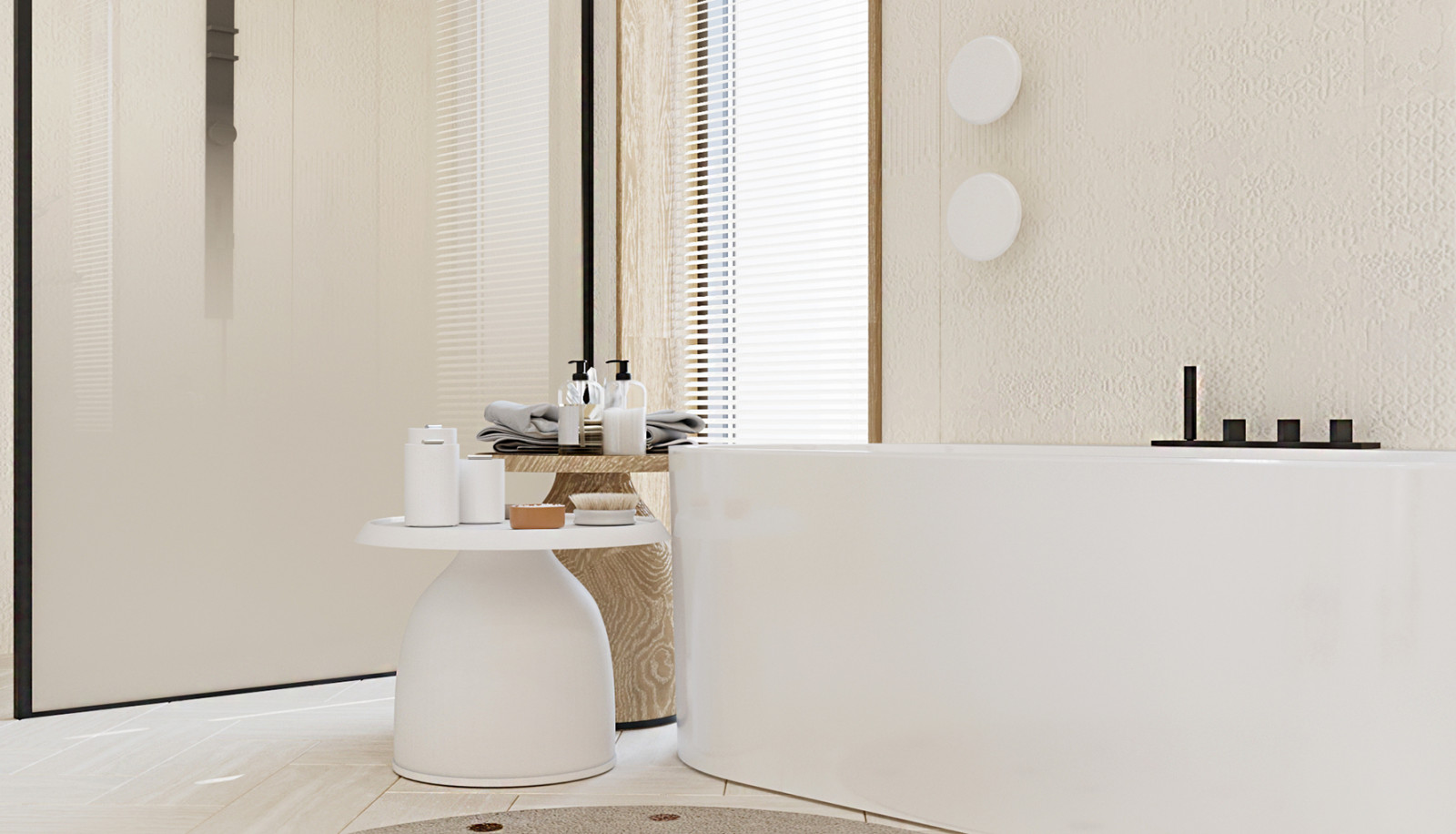 Интерьер ванной комнаты в загородном доме