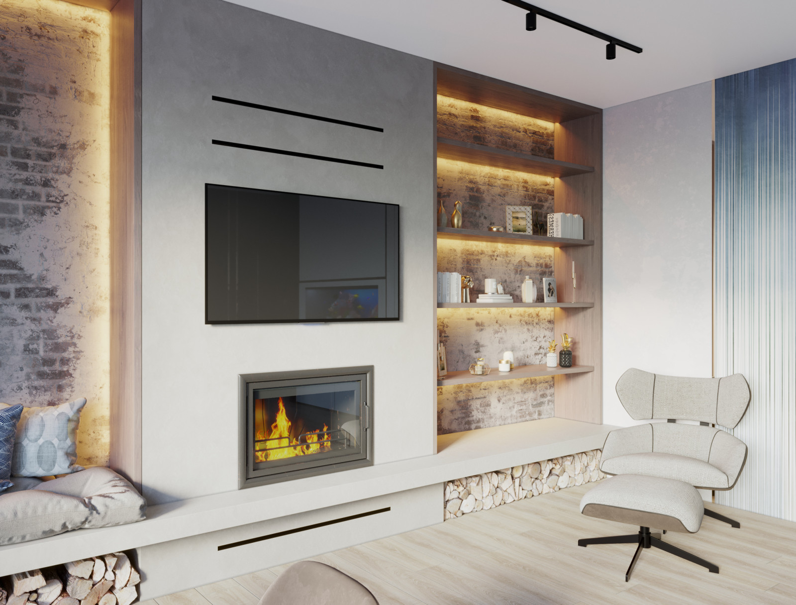 Дизайн гостиной с камином. Ставрополь