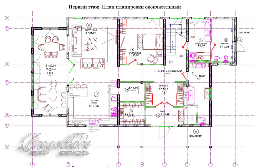 дизайн-проект загородного дома, разработка фасадов