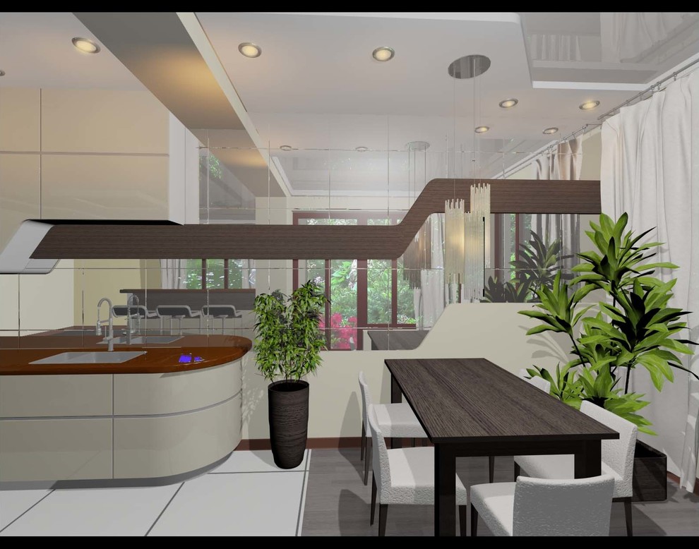 Кухня-столовая-гостиная в частном доме