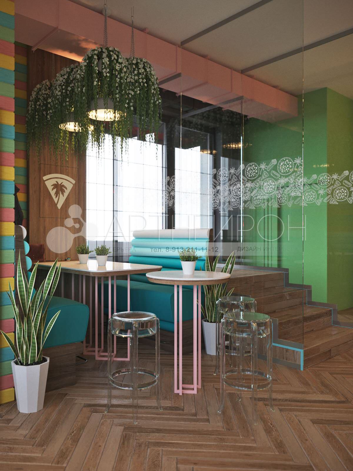 Дизайн интерьера пиццерии в Новосибирске