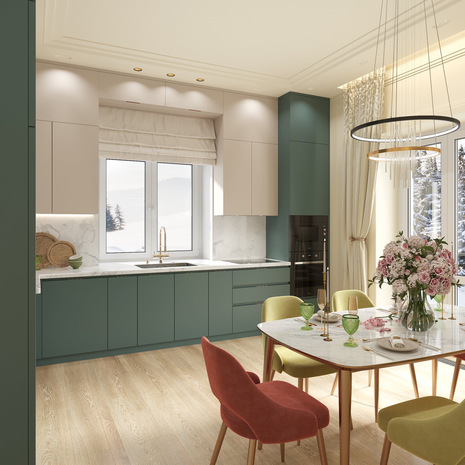 Дизайн Проект интерьера кухни в загородном доме