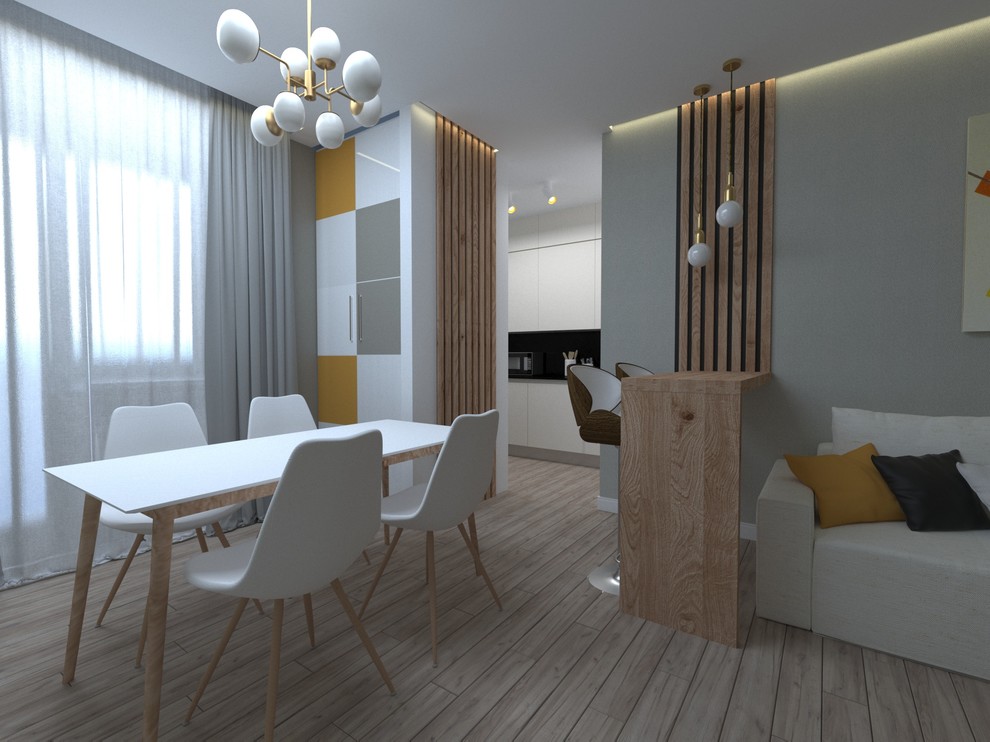 Обложка проекта: Гостиная с биокамином и барной стойкой