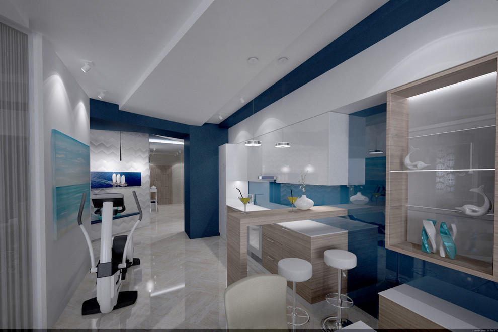 Дизайн проект квартиры в городе Сочи, минимализм морской