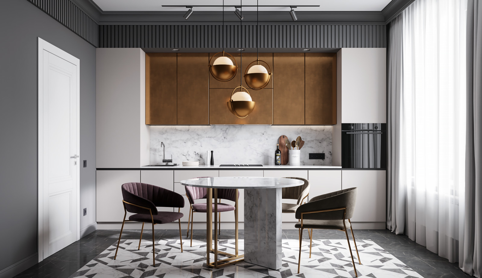 КУХНЯ В СТИЛЕ БУРЖУАЗНАЯ ЭКЛЕКТИКА В ЖК ЯМАЙКА 3