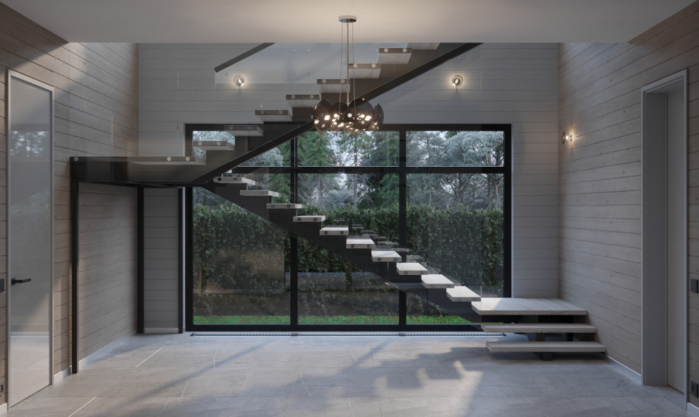 Лестничный холл в проекте загородного дома