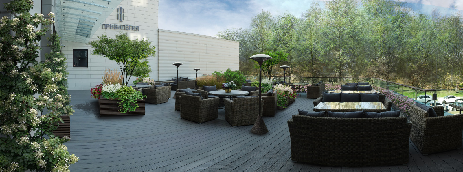 Проект террасы лоби-бара. ЖК Привелегия.