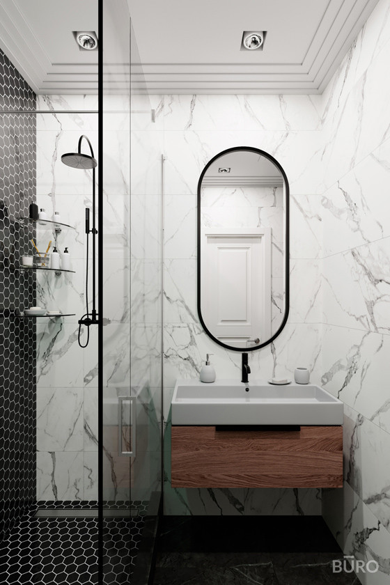 Контрастный интерьер квартиры 58 м²