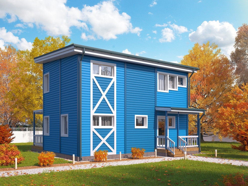 Дом из клеёного бруса для постоянного проживания "Оптима 3 с террасой и крыльцом