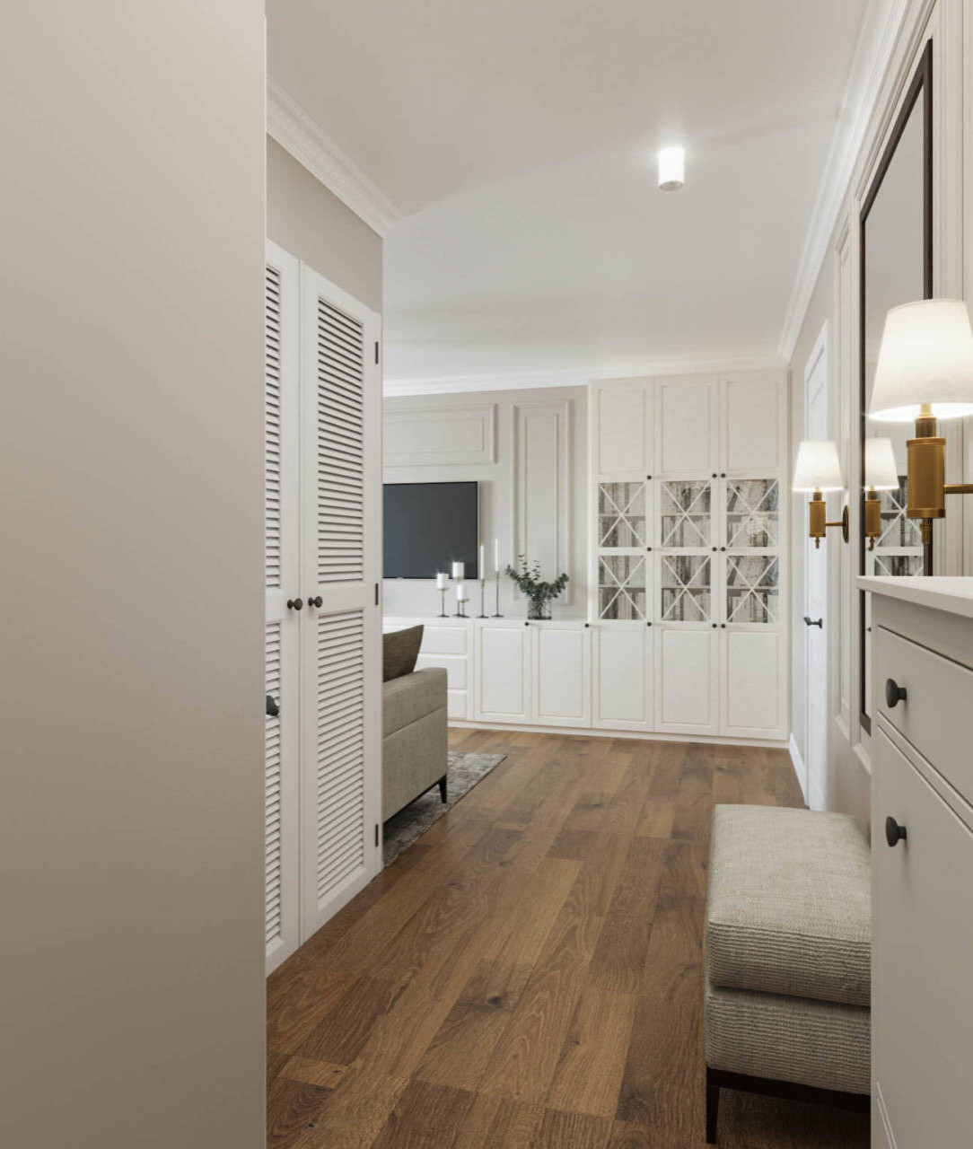 Design apartment in Krasnoyarsk 37 m² in neoclassical style