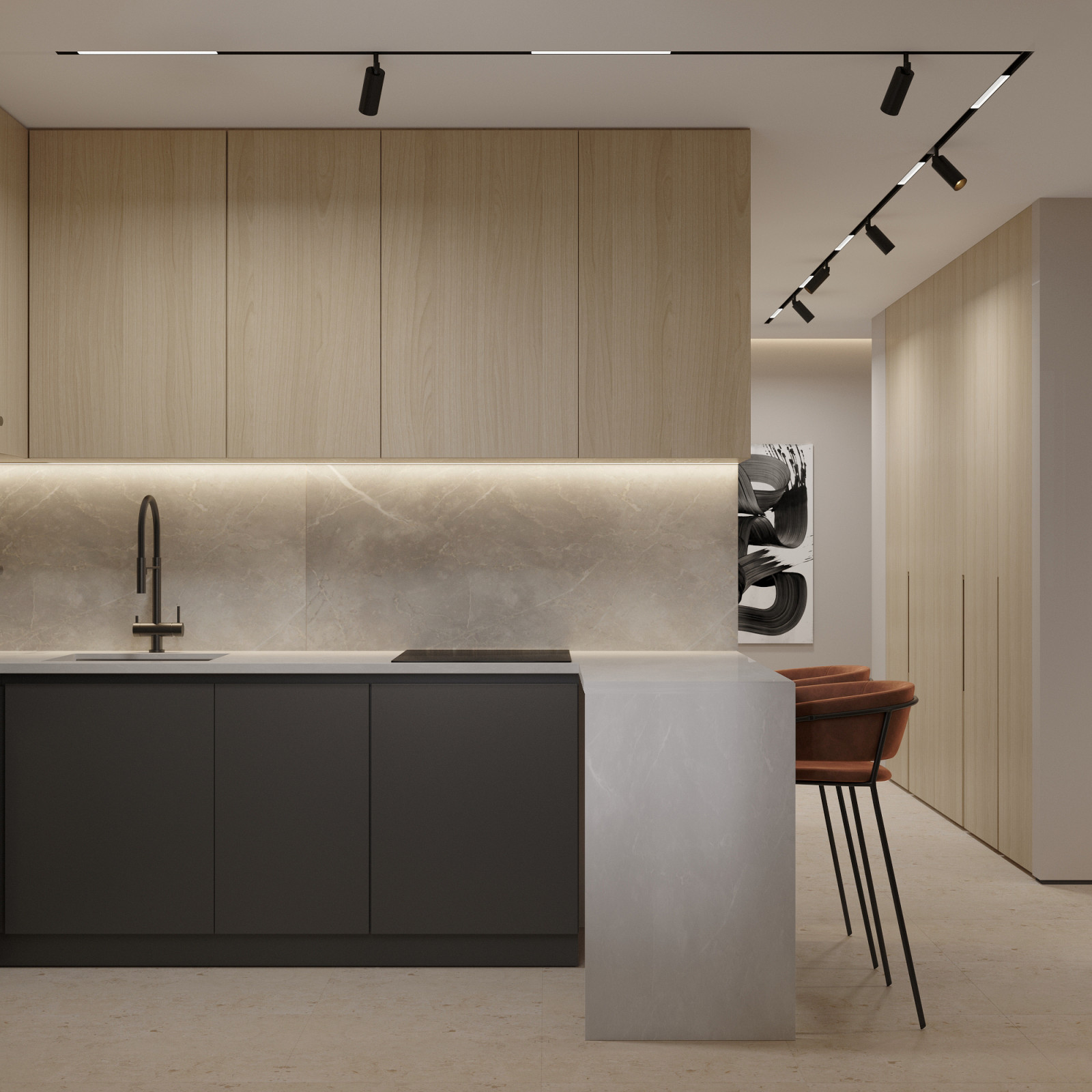 Гостиная для холостяка 70м²