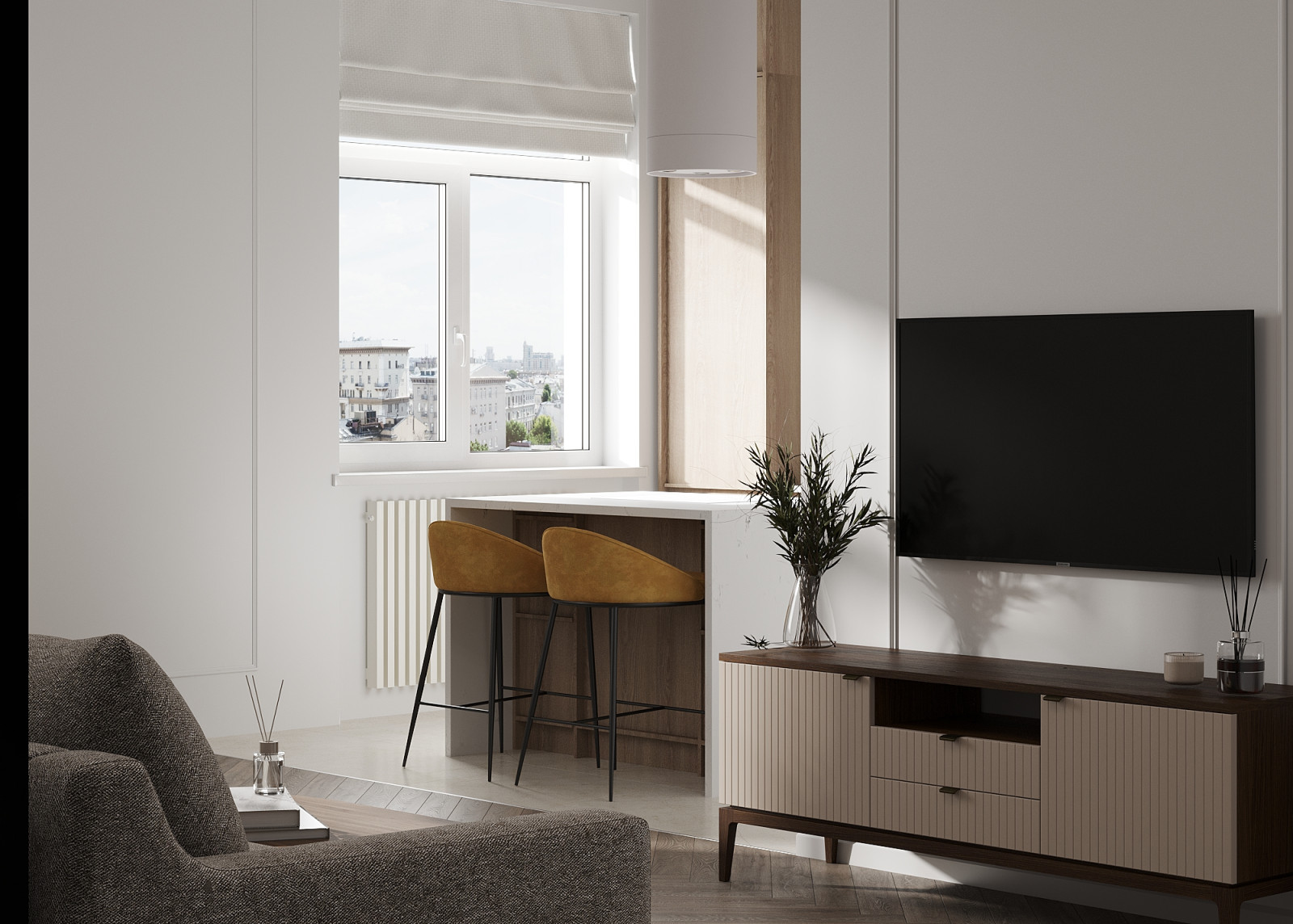 Кухня-гостиная в сталинке