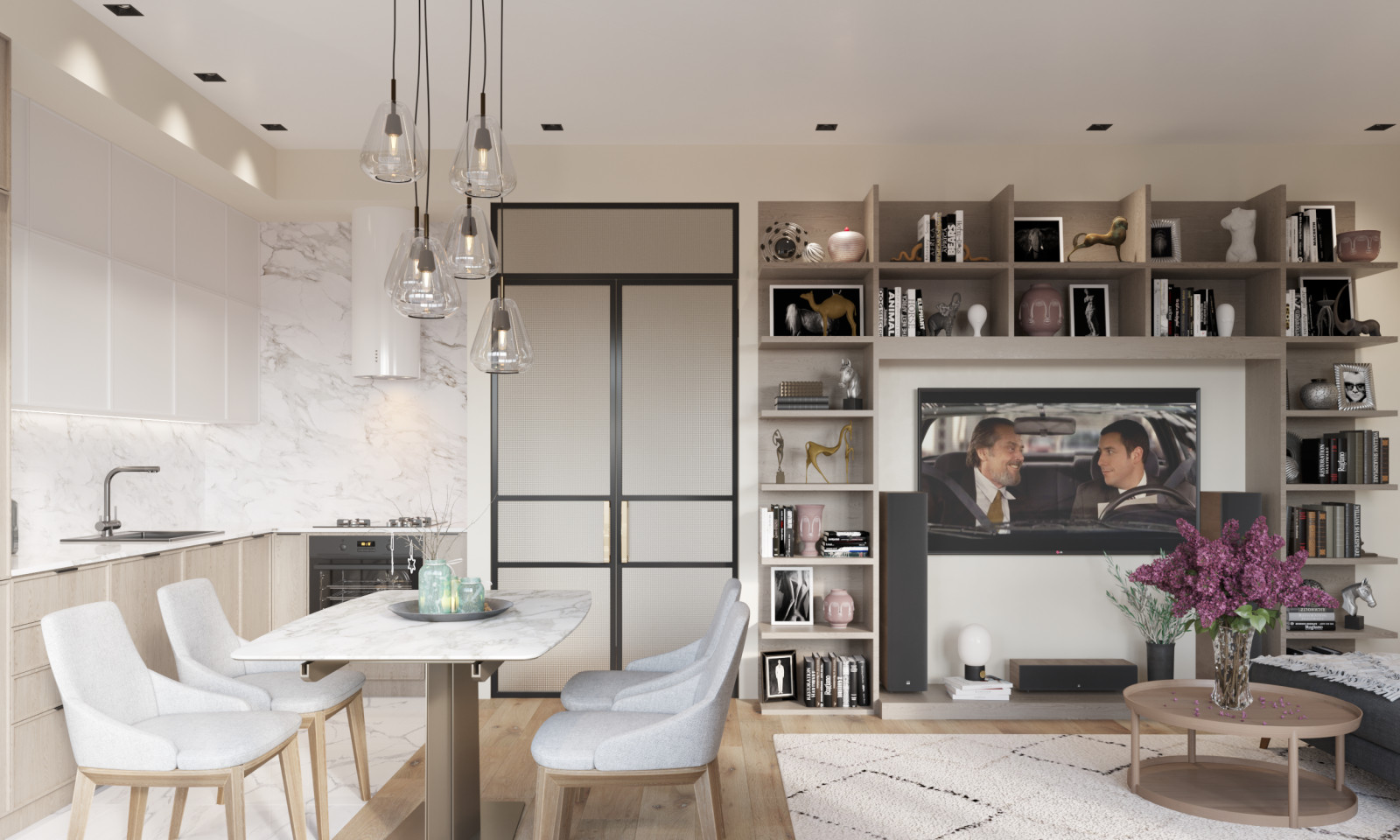 Визуализация квартиры в бежевых тонах