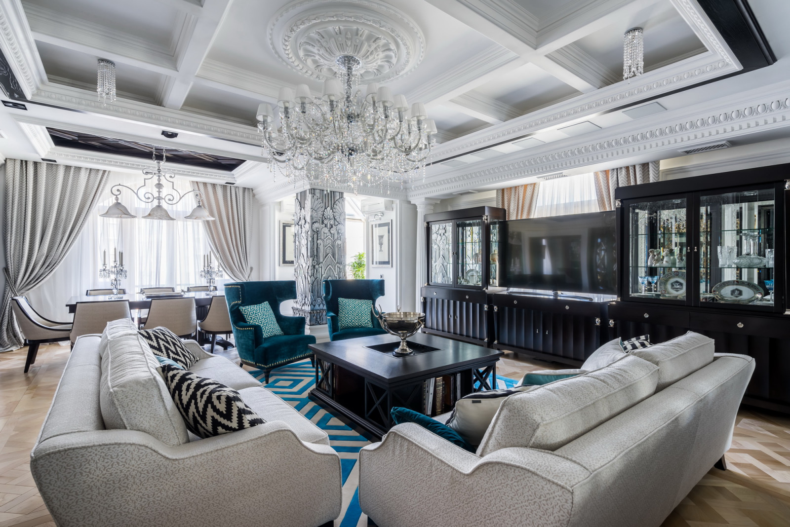 Интерьер квартиры в стиле современной классики с элементами Ар-Деко в Петербурге