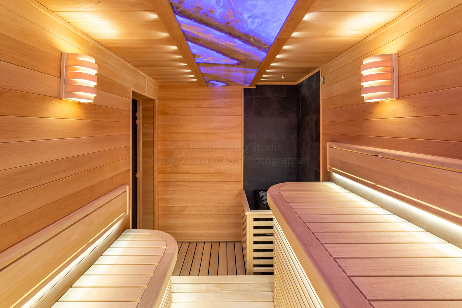Обложка проекта: Сауна с ониксом и электропечью HARVIA