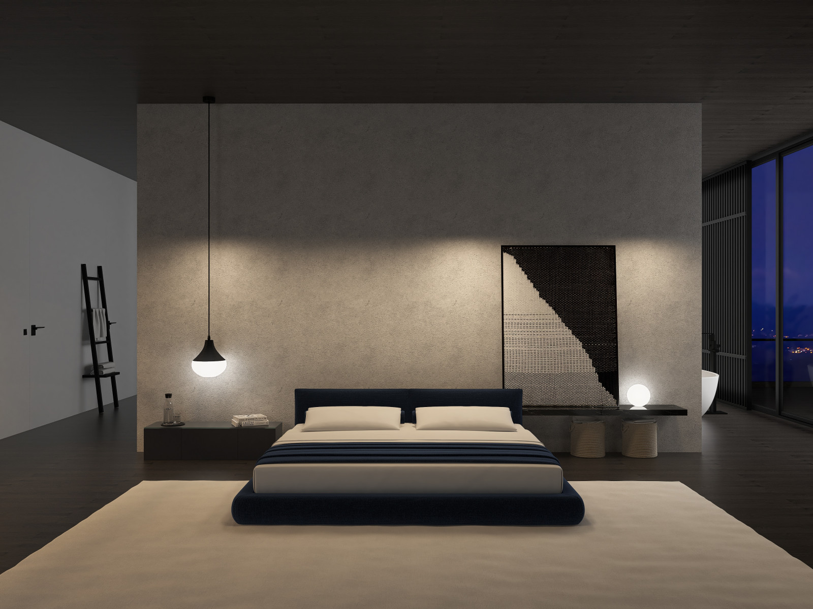 Спальня с атмосферой спокойствия интерьер мастер блока спальни с ванной