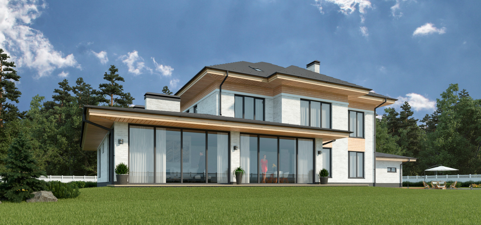 Загородный коттедж в стиле Райт