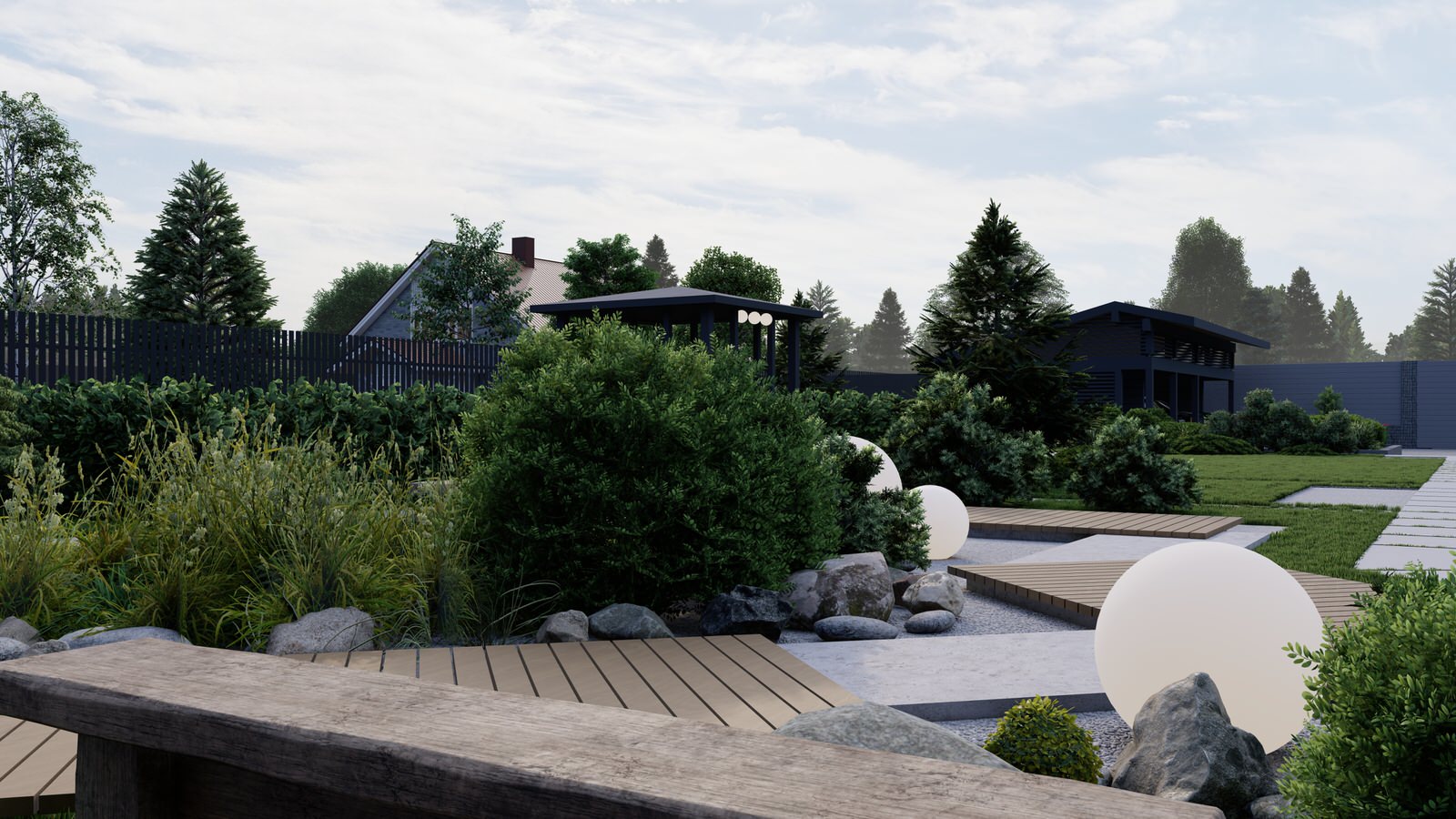 Концепция экстерьера и ландшафта загородного дома