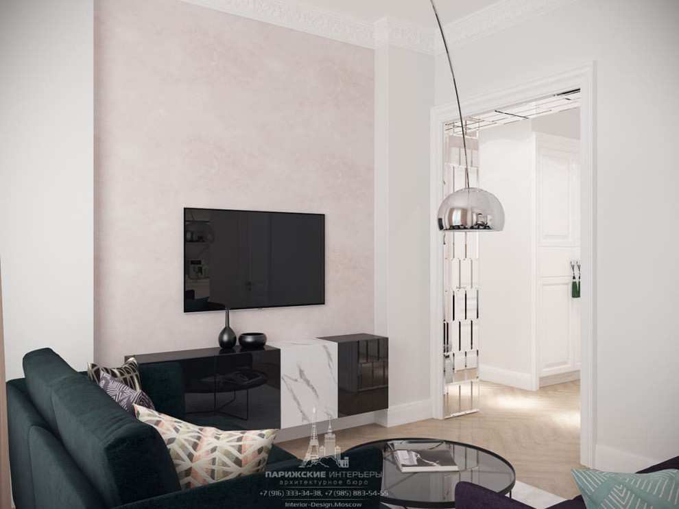 Дизайн кухни-гостиной в современном стиле в ЖК «Грин Парк»