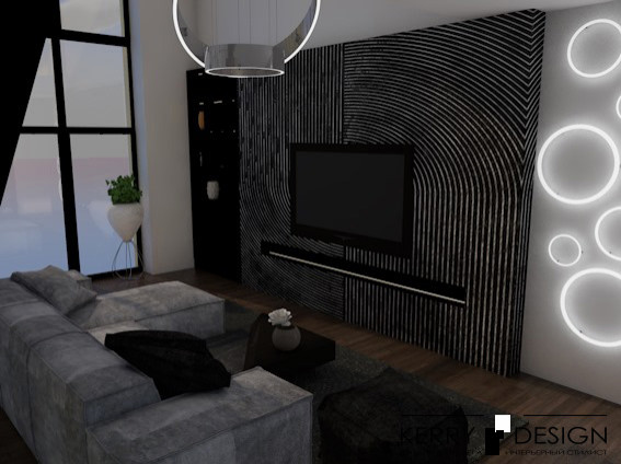 Гостиная в частном доме в современном стиле 25 кв м