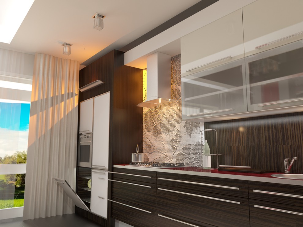 Интерьер загородного дома с красными акцентами