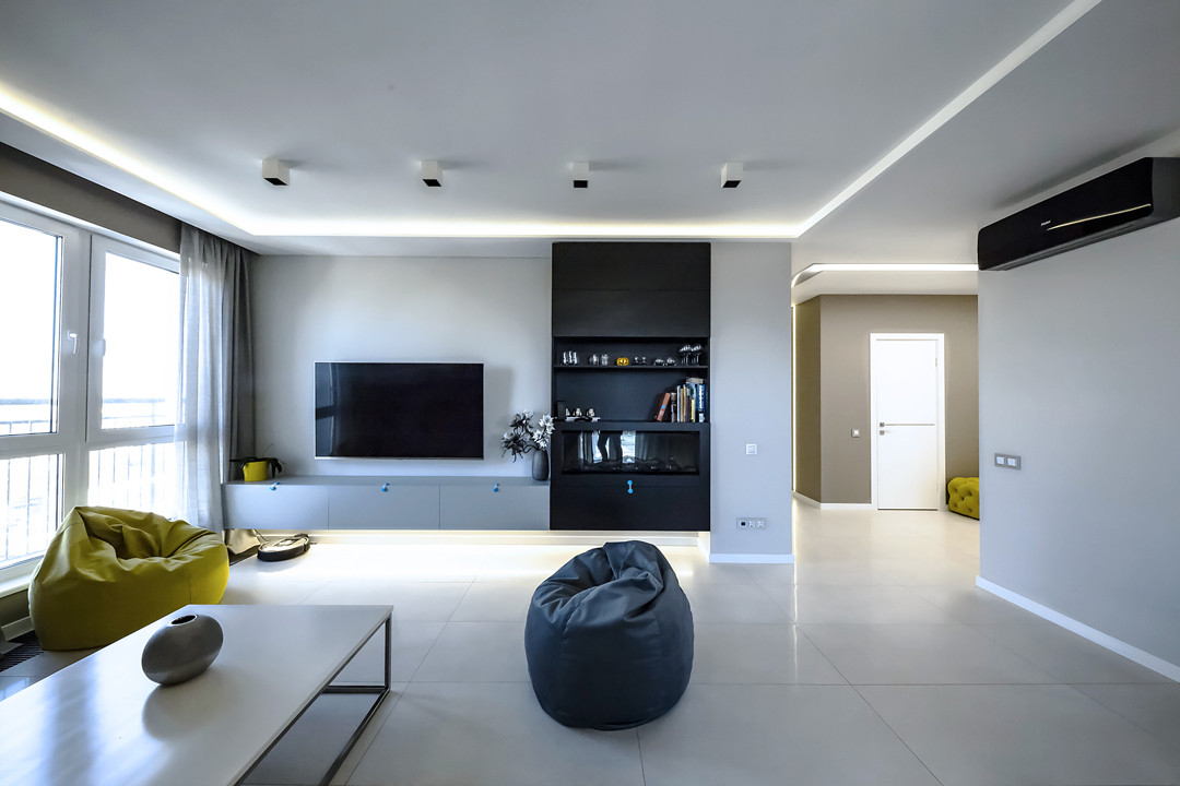 Дизайн квартиры в современном стиле с  акцентами.