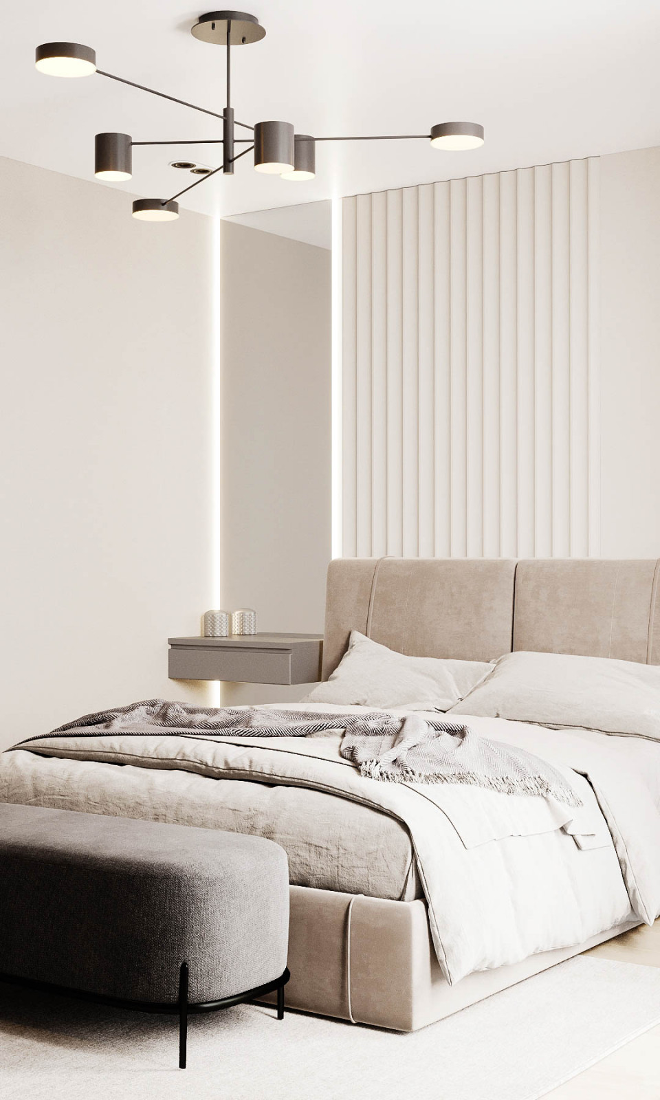 Спальня в светлых тонах