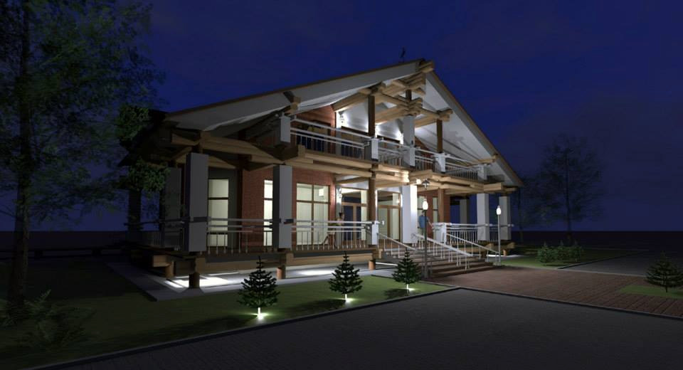 Загородный дом в Омской области. Дом спроектирован в современном стиле с элемент