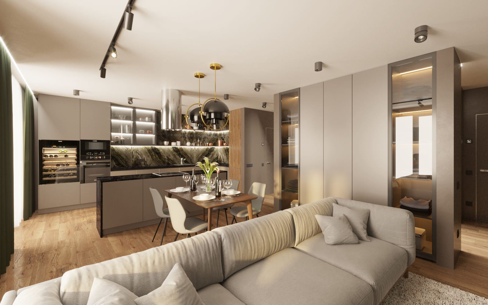 Кухня гостинная с балконом