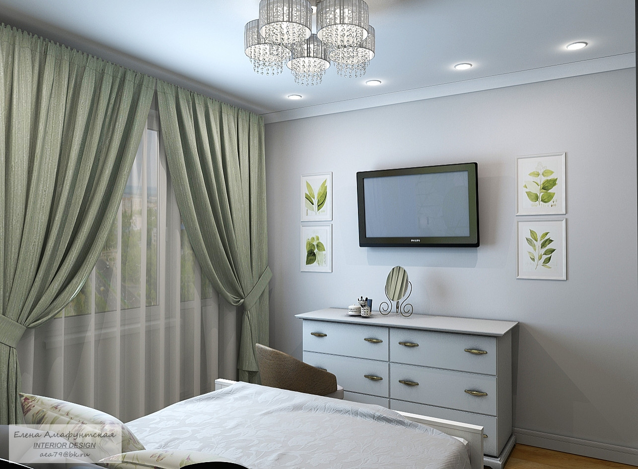 Зеленые листья в спальне