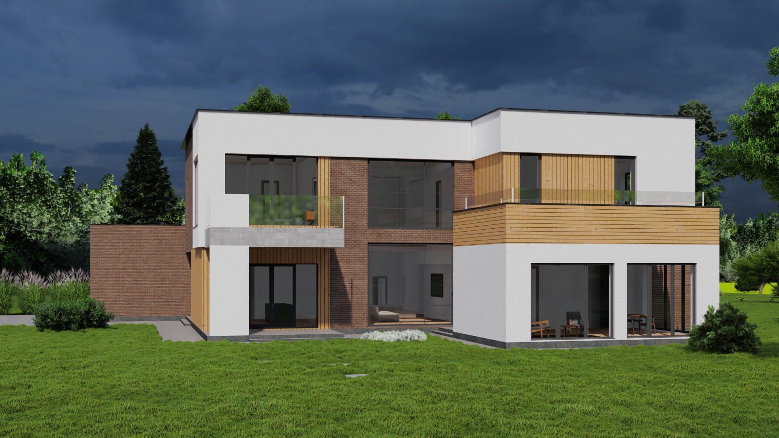 Двухэтажный дом со вторым светом и гаражом