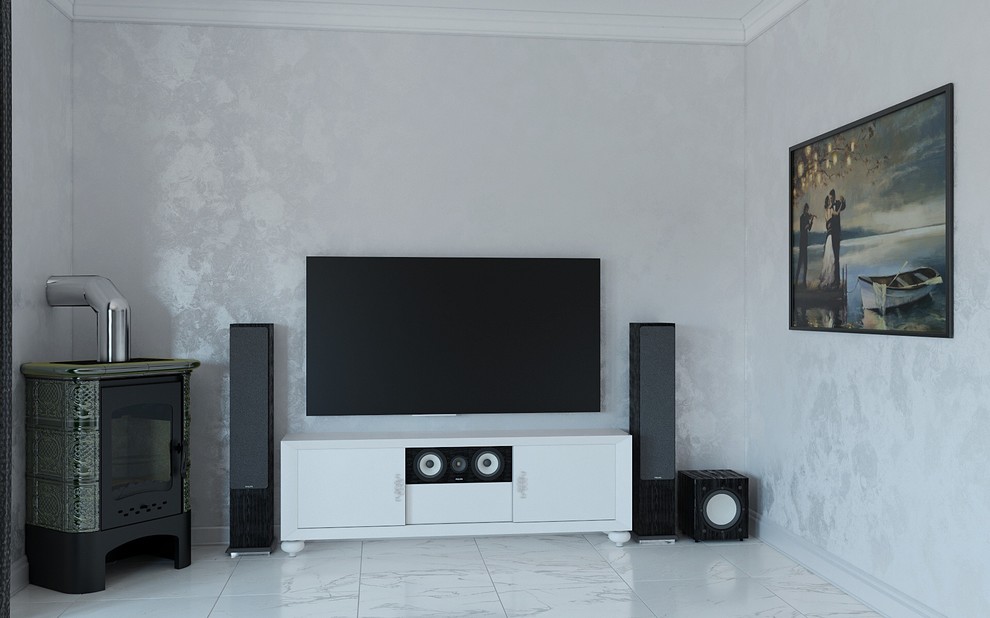 Кухня студия в загородном доме