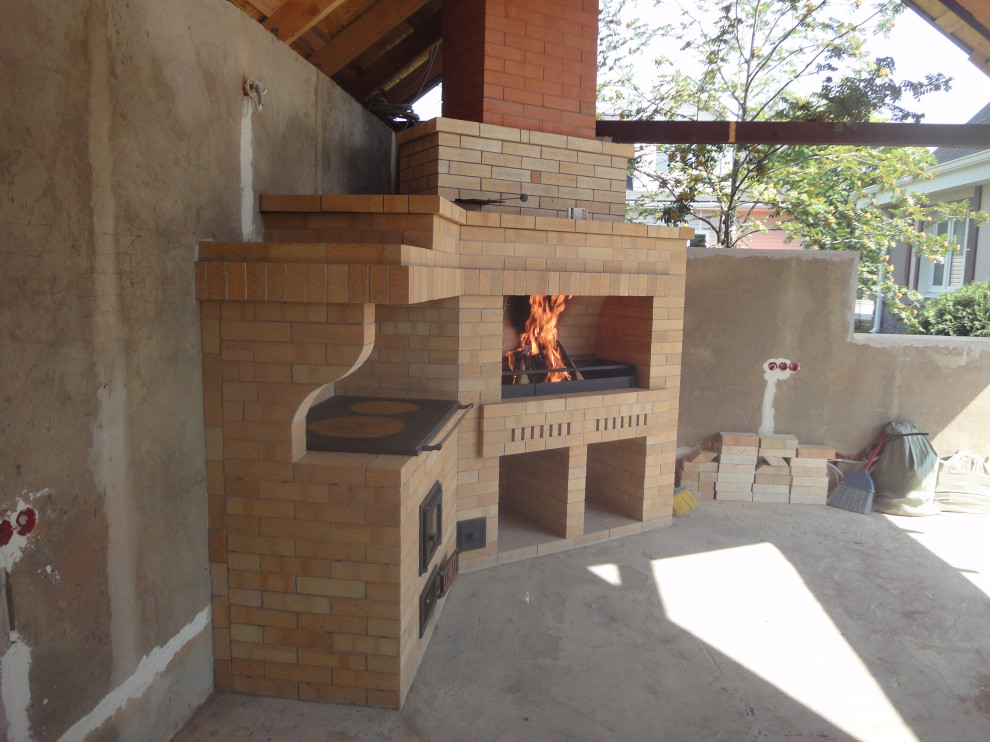 Угловой комплекс под отделку. Чуг. плита 960х630мм. (Финл.) Мангал 1000мм, чугун