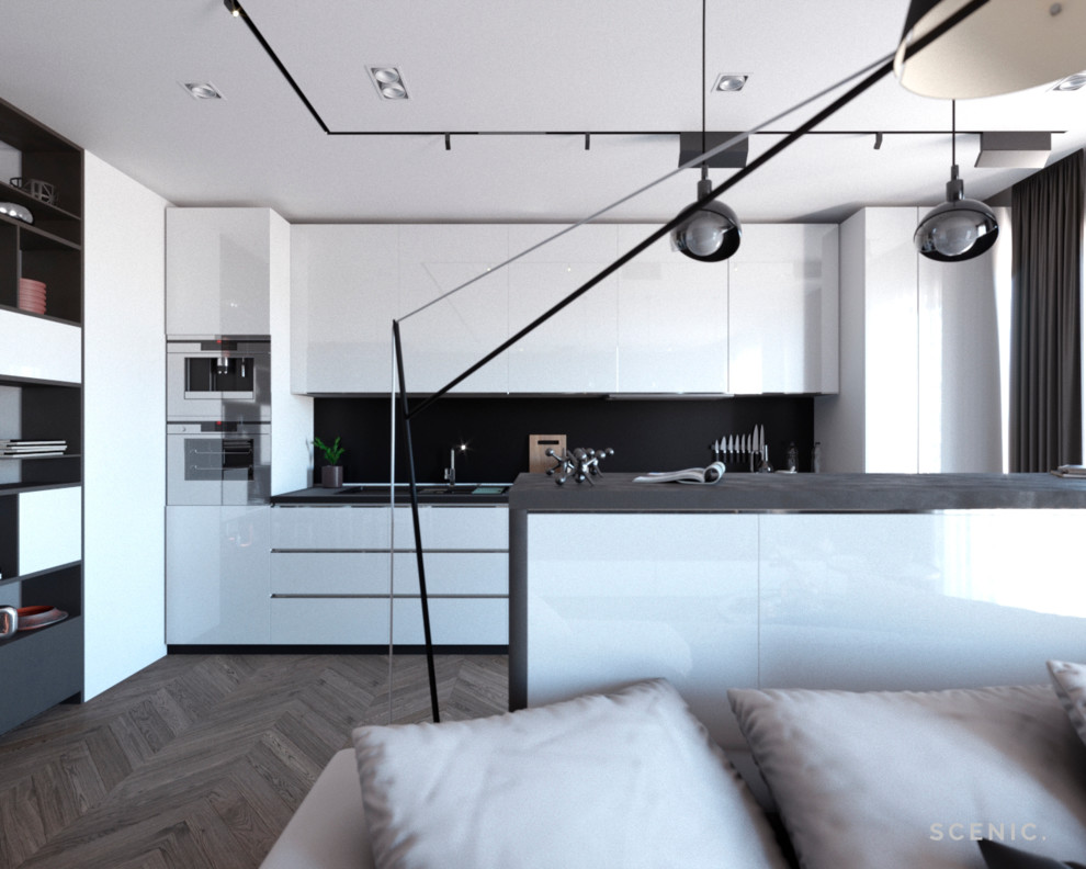 Просторная гостиная в современном стиле