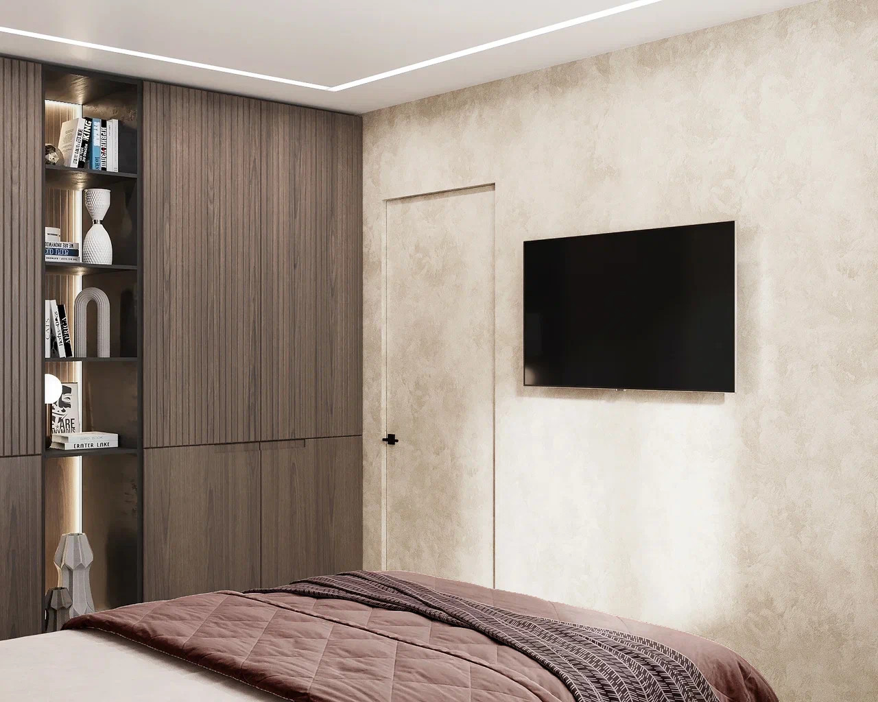 Квартира с двумя спальнями в современном стиле в теплых тонах