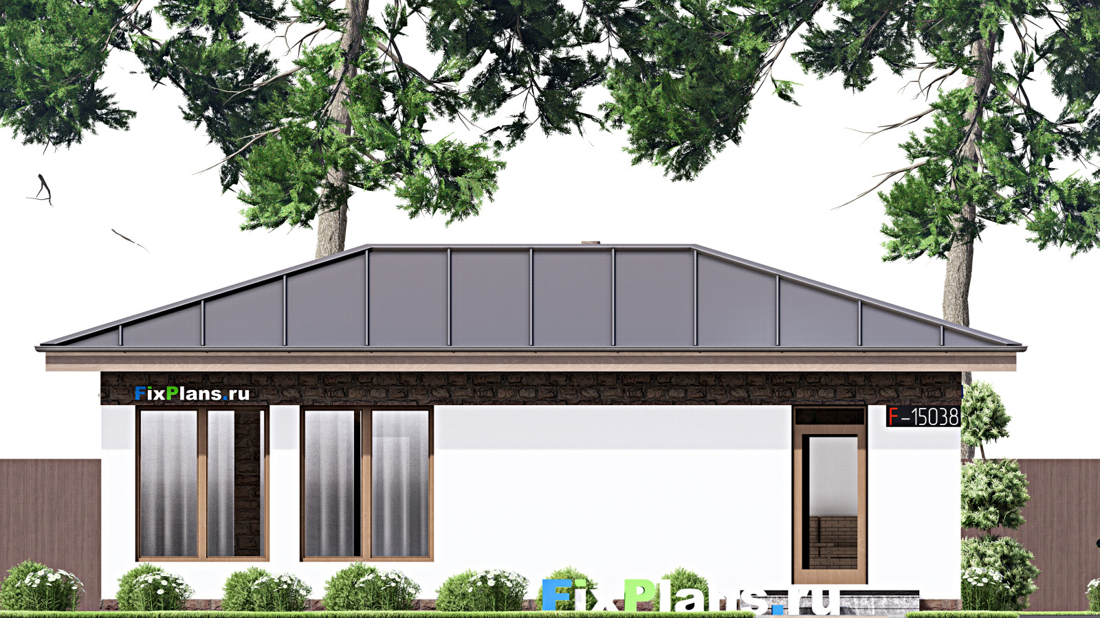 Проект одноэтажного дома 8х12м S62м2 F-15038