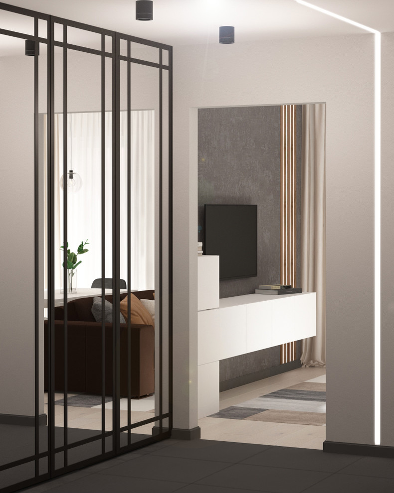 Строгий минимализм. Квартира-студия для молодого человека. Тюмень 2019г.