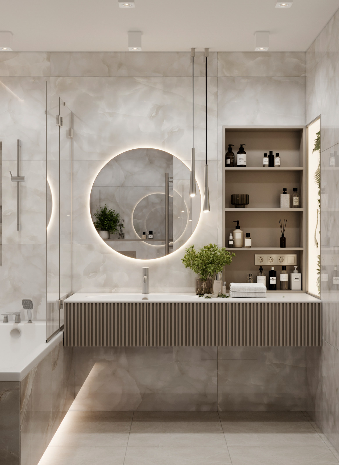 Ванная комната с растительными нишами