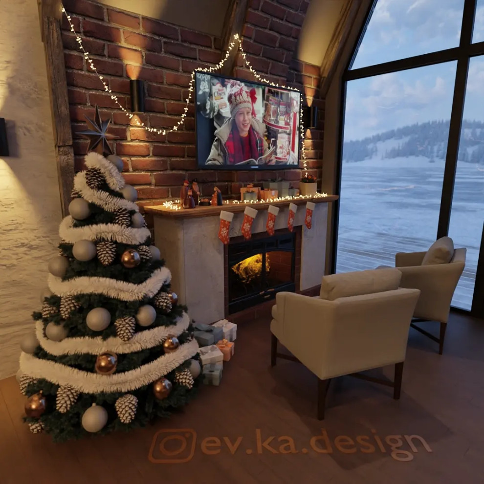 Кухня-гостинная в A-Frame доме