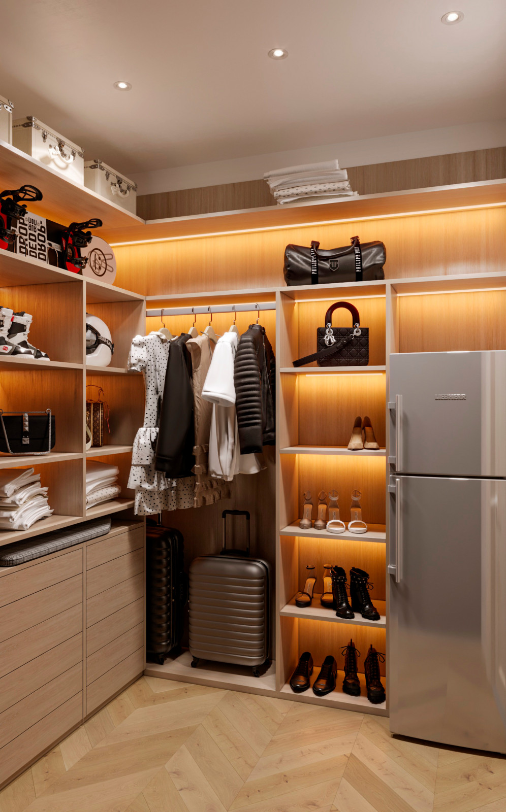 Обложка проекта: Спальня неоклассика в светлых тонах с гардеробом