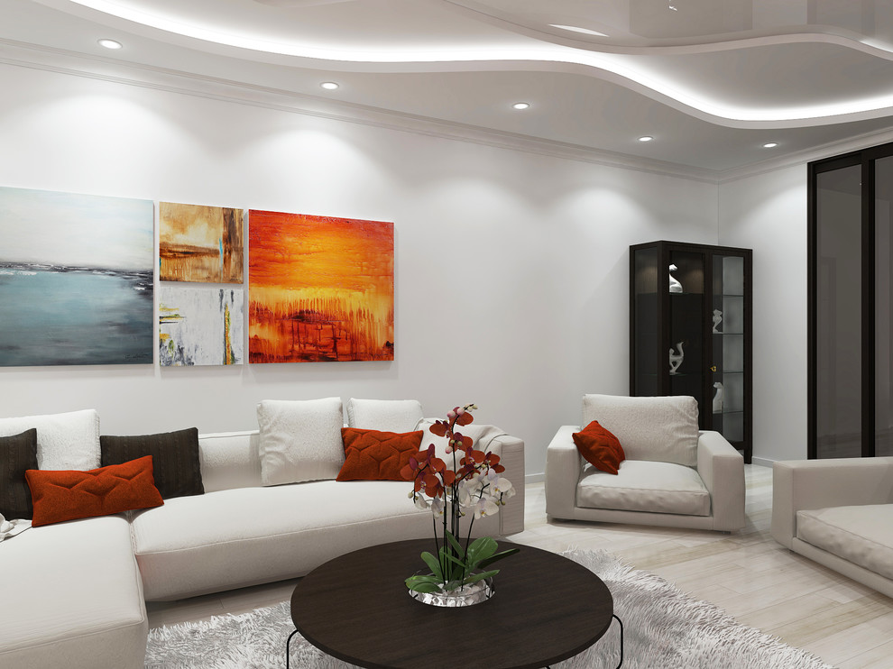 Обложка проекта: современная гостиная с камином