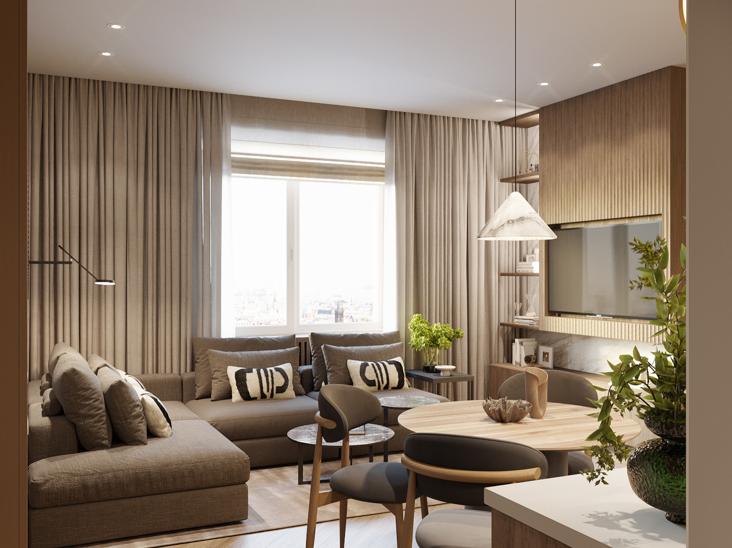 Soft-минимализм в монохромном интерьере трехкомнатной квартиры /ЖК "Балтийский"