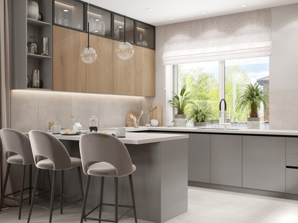 Визуализация кухни-гостиной в современном стиле