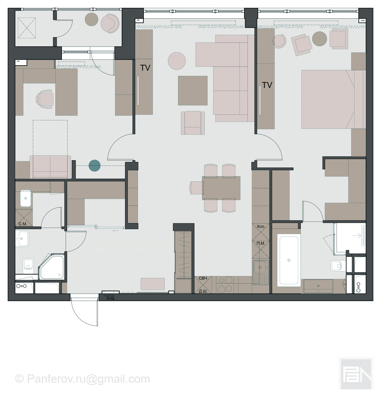 Дизайн-проект квартиры в ЖК "Фьюжн парк"