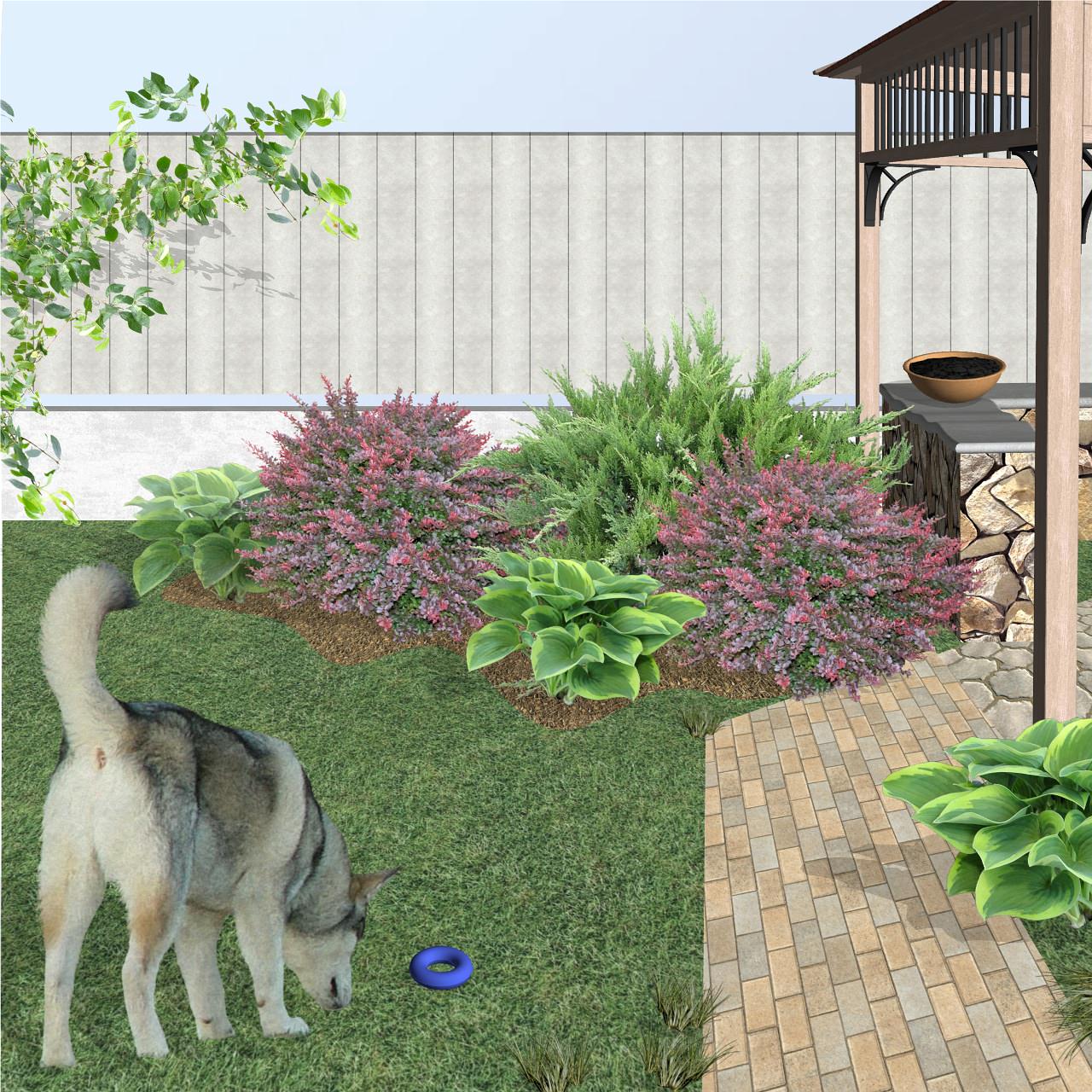 Визуализация зоны рядом с беседкой барбекю