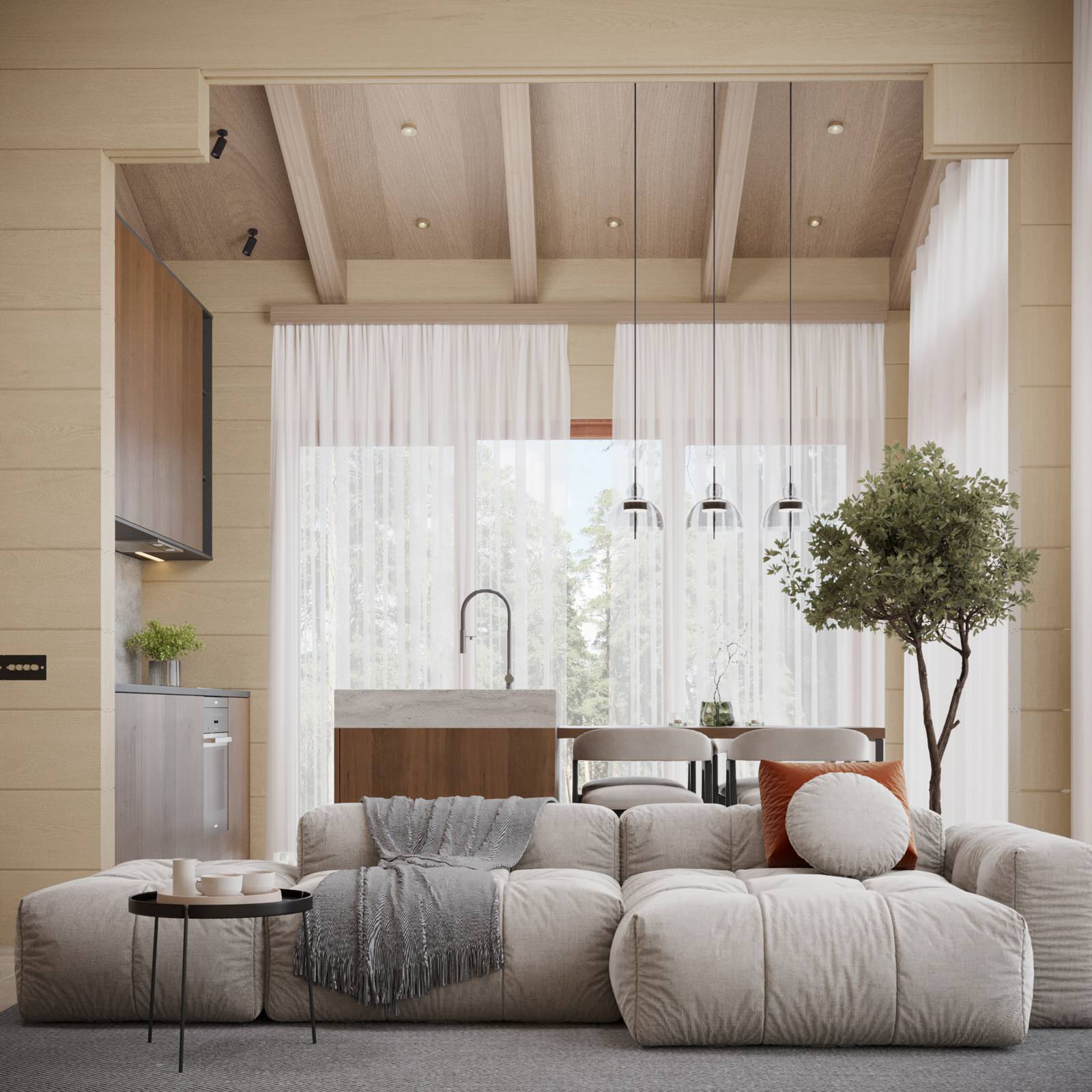 Обложка проекта: Дизайн интерьера дома из клееного бруса