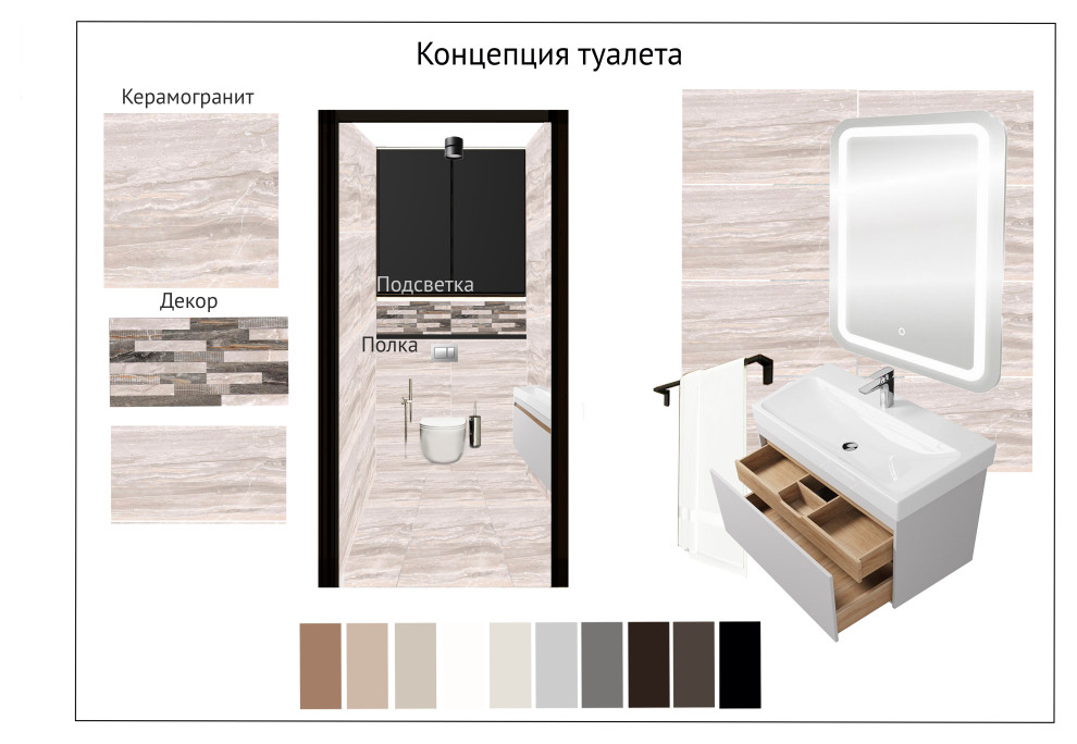 Коллажи к дизайн-проекту двухкомнатной квартиры