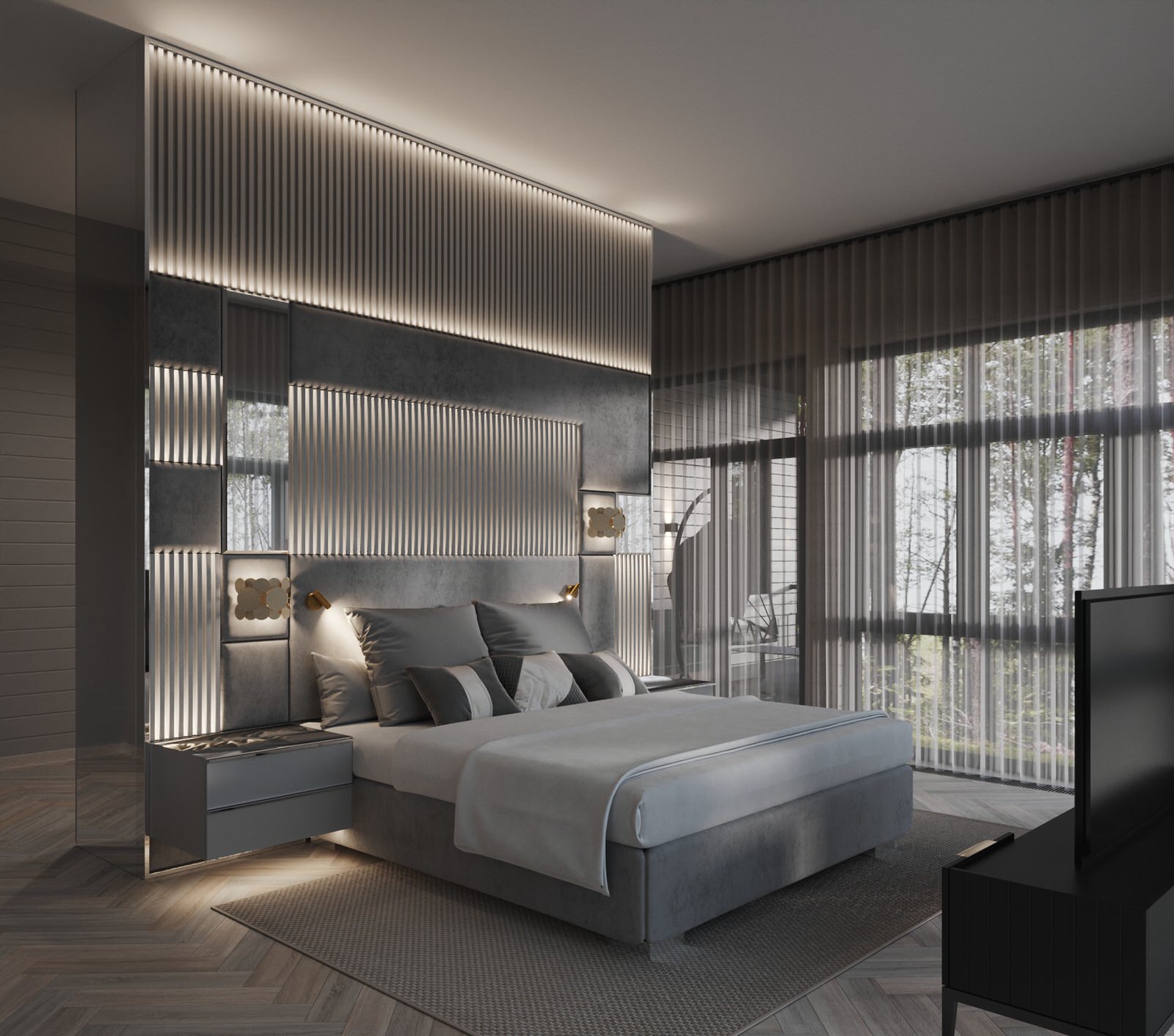 Мастер спальня в проекте загородного дома